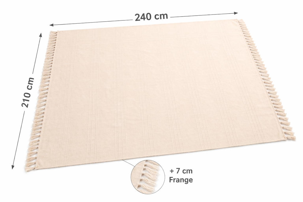 Telo Copritutto 100% Cotone Made in India 210x240 cm + Frange 7 cm – Copridivano Universale, Copriletto Matrimoniale, Coprimuro Boho, Telo Parete, Coperta Estiva Leggera, Telo Arredo Multiuso