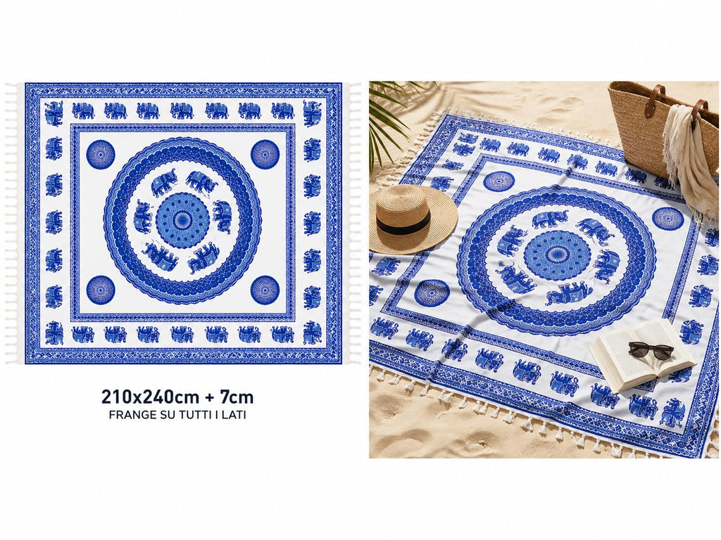 Ali Brothers Telo Mare Grande, cotone 210x230 cm+7cm frange| Telo Spiaggia antisabbia | Asciugamano Mare Fouta, frange e angoli - Pareo Donna Uomo Ragazzi | Pic Nic Beach Towel Coperta, lungo leggero