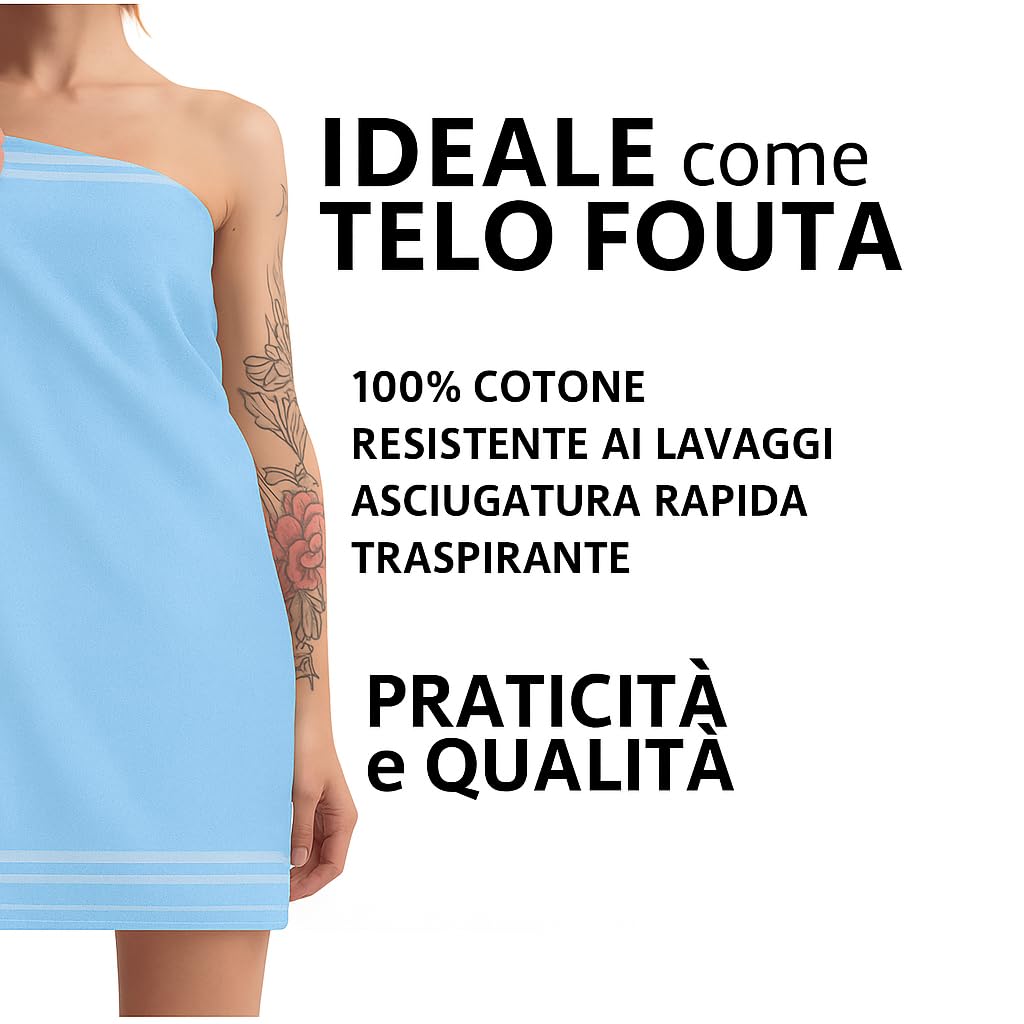 Ali Brothers Telo Mare Grande 90x170cm 100% Cotone – Asciugamano da Spiaggia con Frange – Antisabbia, Leggero, Assorbente e Compatto – Fouta per Hammam, Sauna, Viaggio, Piscina, Yoga, Campeggio,