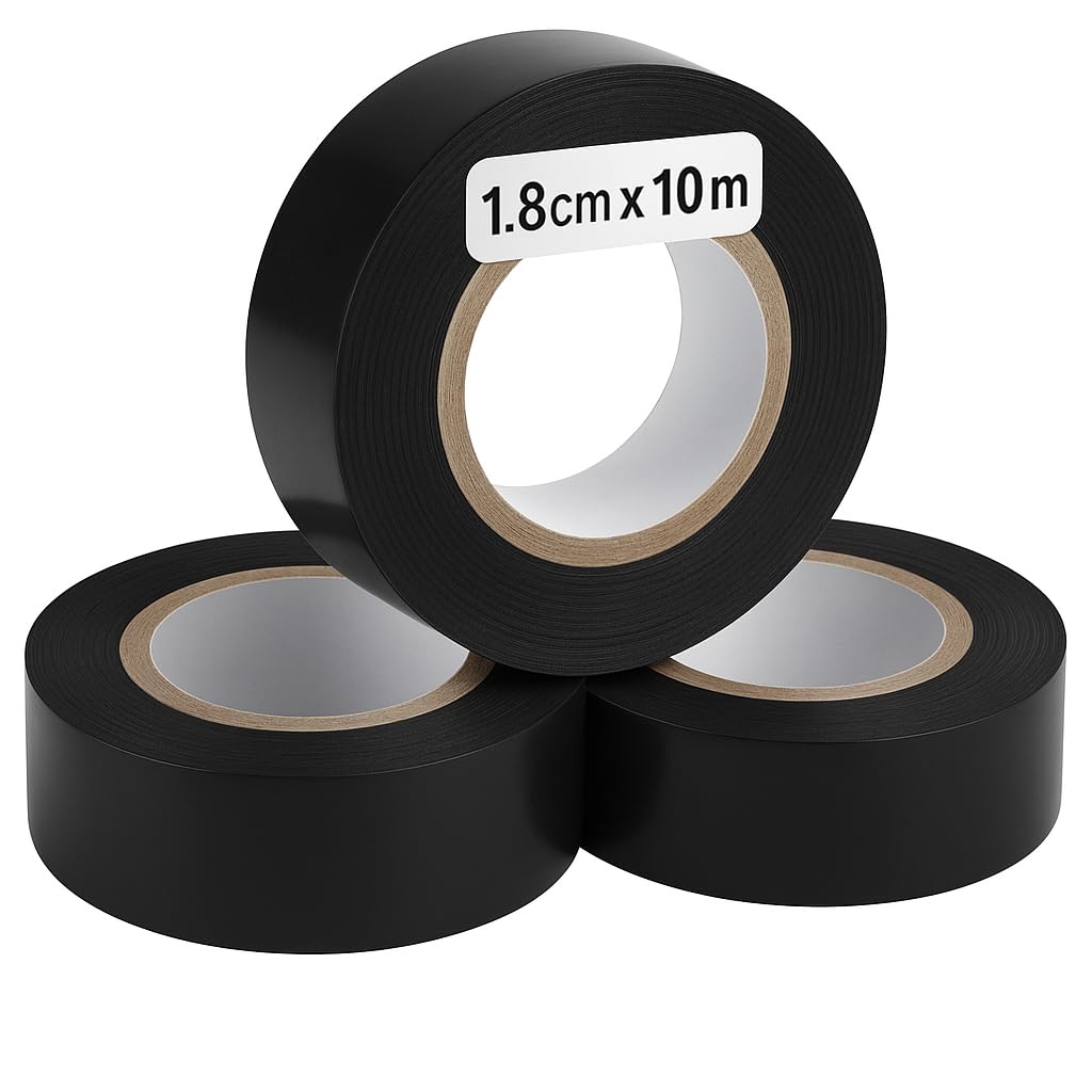 Ali Brothers Nastro isolante da 1.9 cm x 18.3 m, 3 unità, confezione da 1, nero, ottimo per attività e riparazioni domestiche di fai da te, elettriche, automobilistiche e di attrezzature